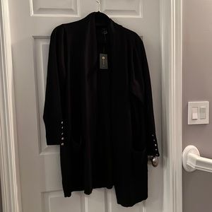 Black cardigan with gold arm button